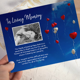 Tarjeta De Agradecimiento Heavenne Balloons Funeral Photo You