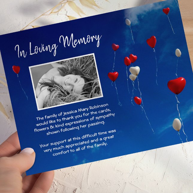 Tarjeta De Agradecimiento Heavenne Balloons Funeral Photo You (Subido por el creador)