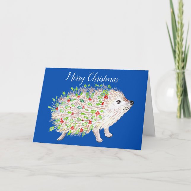 Tarjeta De Agradecimiento Hedgehog Christmas Card (Anverso)