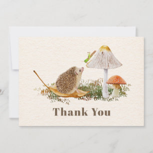 Tarjeta De Agradecimiento Hedgehog Mushroom Grasshopper Baby Shower