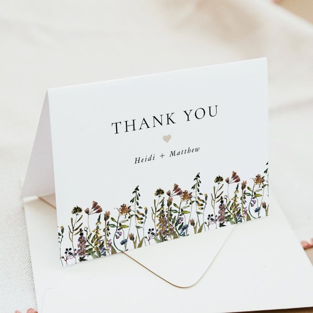 Tarjeta De Agradecimiento HEIDI Bohemias Tones Mutados Acuarela Flores silve (Subido por el creador)