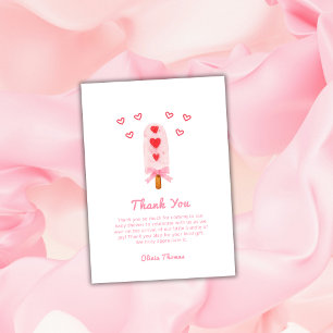 Tarjeta De Agradecimiento Helado Con Lazo De Corazón Rosa Listo Para Explota