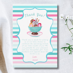 Tarjeta De Agradecimiento Helado de Acuarela Sundae Baby Shower