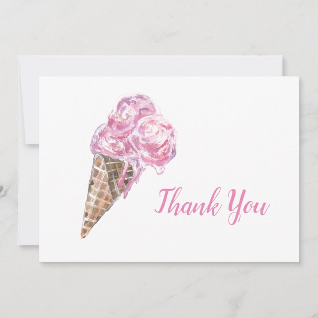 Tarjeta De Agradecimiento Helado de fresa cremosa (Anverso)