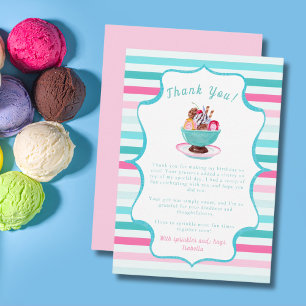 Tarjeta De Agradecimiento Helado de Sundae de Acuarela Cumpleaños