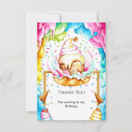 Tarjeta De Agradecimiento Helado Personalizado Cumpleaños Sweet Magic