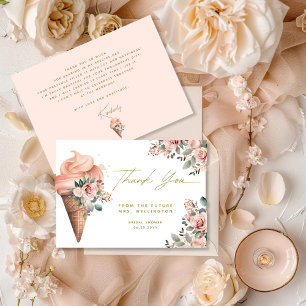 Tarjeta De Agradecimiento Helado Recogido Floral Rosa Fiesta de Despedida de