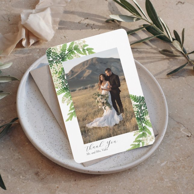 Tarjeta De Agradecimiento Helechos Florales Foto Gracias Boda (Subido por el creador)