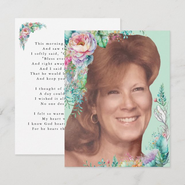 Tarjeta De Agradecimiento Helen Face Card con Verse (Anverso / Reverso)