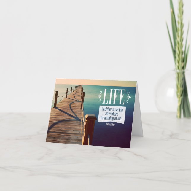 Tarjeta De Agradecimiento Helen Keller cita Inspiradora "aventura" (Anverso)