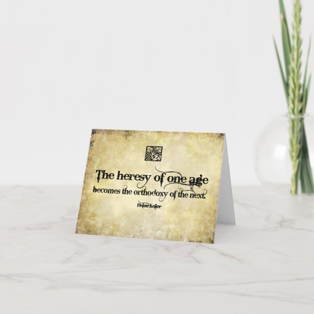 Tarjeta De Agradecimiento Helen Keller cita Inspiradora herejía de una edad (Anverso)