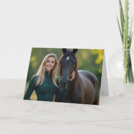 Tarjeta De Agradecimiento Helena Chevalier con su fiel compañera de caballo
