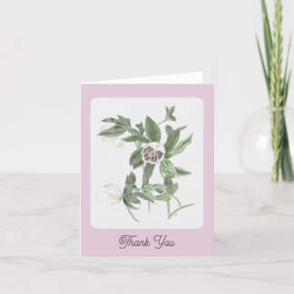 Tarjeta De Agradecimiento Hellebore blanco y morado dibujado a mano