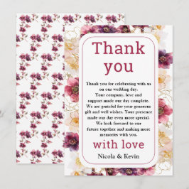 Tarjeta De Agradecimiento Hellebore Floral Burgundy Wedding Thank You