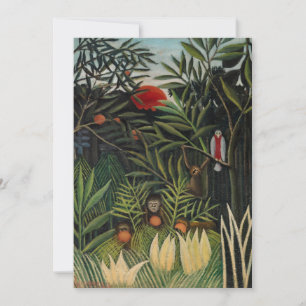Tarjeta De Agradecimiento Henri Rousseau - Monos y Loro en Selva Virgen