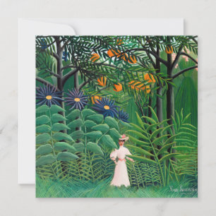 Tarjeta De Agradecimiento Henri Rousseau - Mujer caminando en un bosque exót