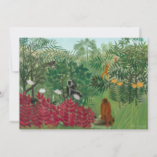 Tarjeta De Agradecimiento Henri Rousseau - Selva Tropical con Monos