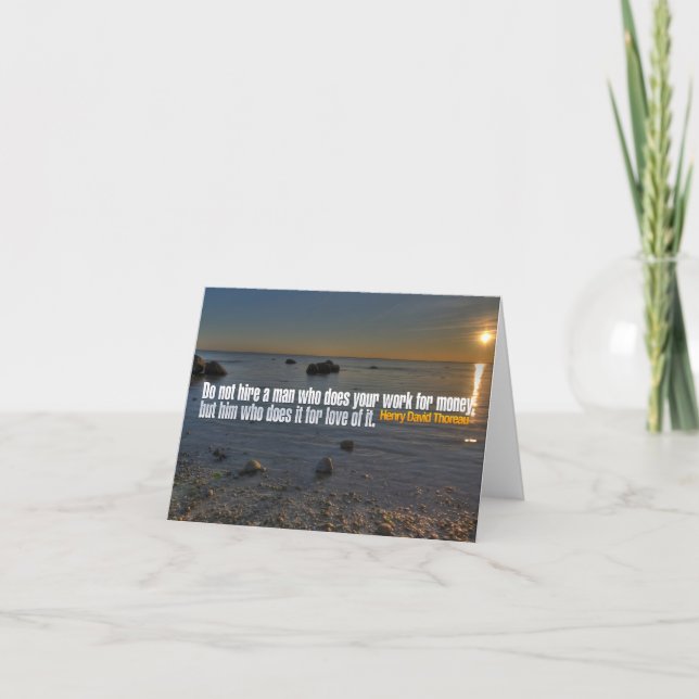 Tarjeta De Agradecimiento Henry David Thoreau Cita Inspiradora "Trabajo" (Anverso)
