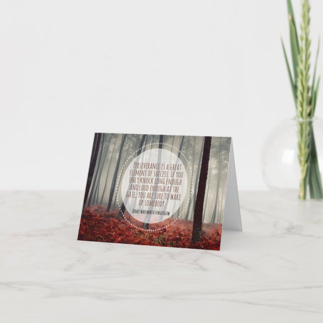 Tarjeta De Agradecimiento Henry Longfellow Inspirador Cita Perseverante (Anverso)