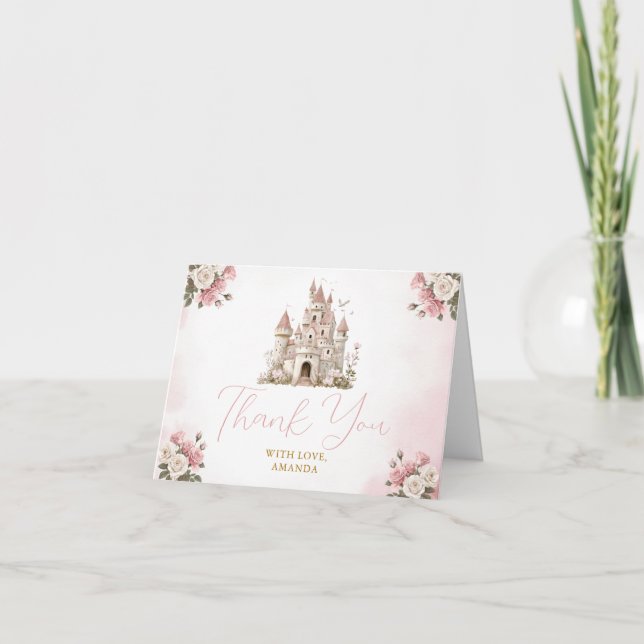 Tarjeta De Agradecimiento Her royal five-ness Princess Birthday Castle (Anverso)