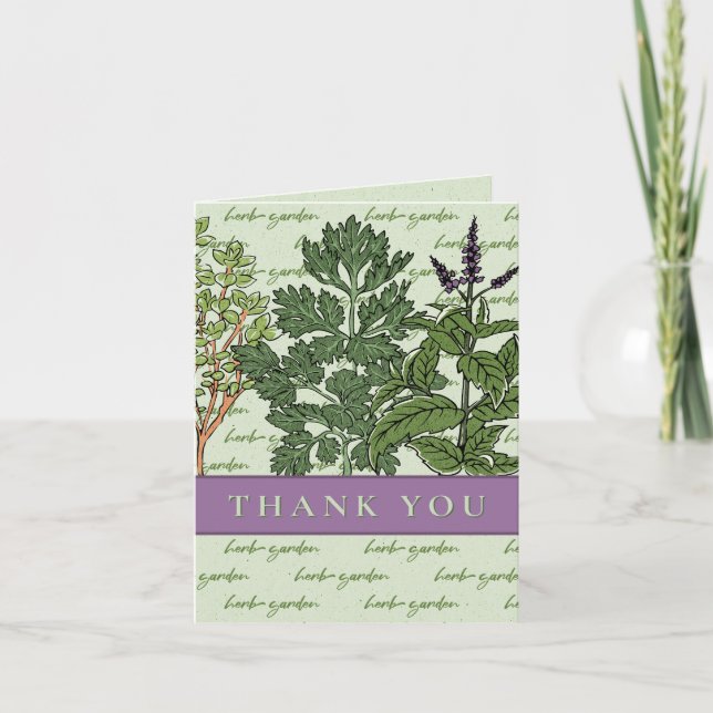 Tarjeta De Agradecimiento Herb Green Garden  (Anverso)