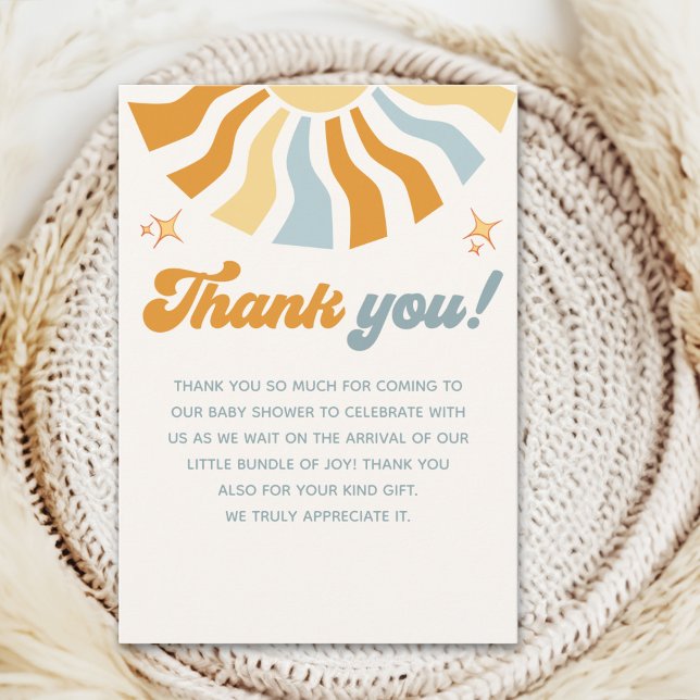 Tarjeta De Agradecimiento Here come the son - Retro Style Baby Shower (Subido por el creador)