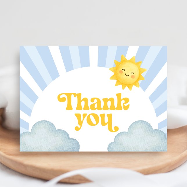 Tarjeta De Agradecimiento Here Comes the Son Baby Shower (Here Comes the Sun Baby Shower Thank You Card)