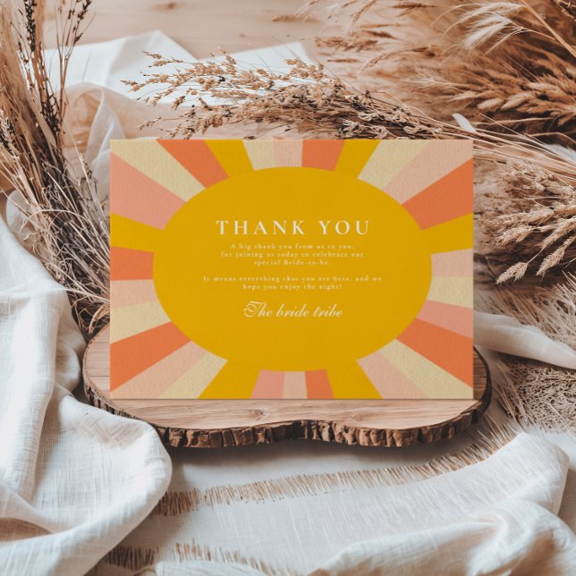 Tarjeta De Agradecimiento Here Comes The Sun Retro Bridal Shower (Subido por el creador)