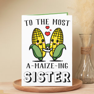 Tarjeta De Agradecimiento Hermana de Cute Funny Maize Corn Pun Feliz cumplea