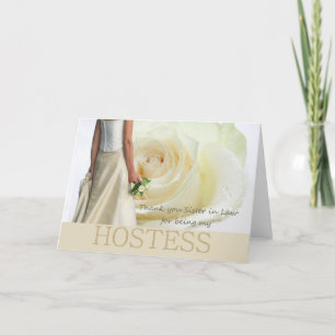 Tarjeta De Agradecimiento Hermana de la ley gracias Hostess White rose