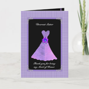 Tarjeta De Agradecimiento HERMANA Made Honor Gracias - PURPLE Gown