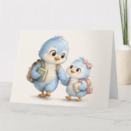 Tarjeta de agradecimiento Hermanitos Pájaros Azule