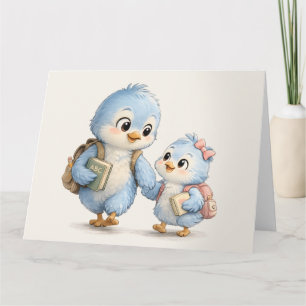 Tarjeta de agradecimiento Hermanitos Pájaros Azule