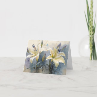 Tarjeta De Agradecimiento Hermosa acuarela de color blanco crema morado