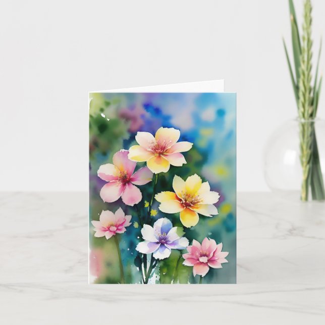 Tarjeta De Agradecimiento Hermosa acuarela Floral Blank Notes (Anverso)