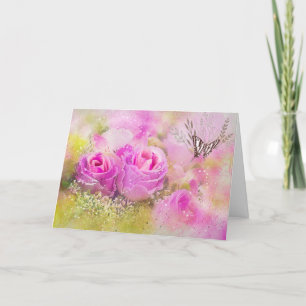 Tarjeta De Agradecimiento Hermosa acuarela rosas rosas rosas abstractas Natu