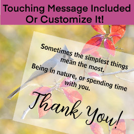 Tarjeta De Agradecimiento Hermosa Ave En La Foto De Otoño | Sentido