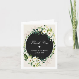 Tarjeta De Agradecimiento Hermosa Boda floral marfil-blanca verde