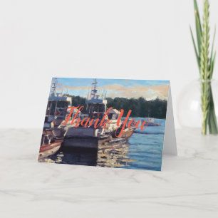 Tarjeta De Agradecimiento Hermosa escena del barco pesquero del puerto de Ba