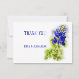 Tarjeta De Agradecimiento Hermosa Floral de Bluebonnet, Boda moderno,