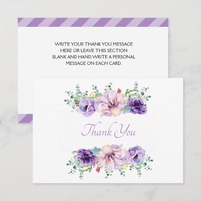 Tarjeta De Agradecimiento Hermosa Floral Purple de Lavanda (Anverso / Reverso)