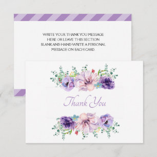Tarjeta De Agradecimiento Hermosa Floral Púrpura Lavanda