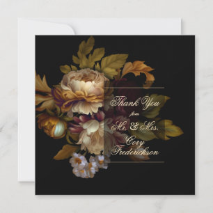 Tarjeta De Agradecimiento Hermosa floral romántica oscura del viejo mundo