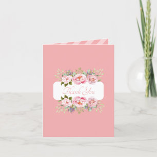 Tarjeta De Agradecimiento Hermosa Floral Rosa