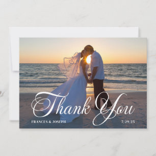 Tarjeta De Agradecimiento Hermosa foto de boda con letra Script Forma