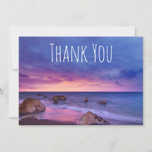 Tarjeta De Agradecimiento Hermosa fotografía costera de puesta de sol