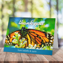 Tarjeta De Agradecimiento Hermosa mariposa monarca naranja escritura moderna