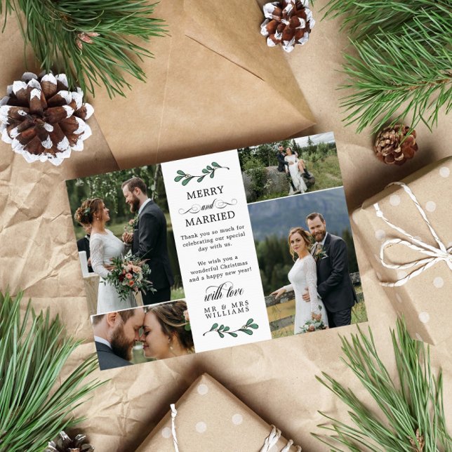 Tarjeta De Agradecimiento Hermosa Mistletoe Verde Navidades casados con mora (Subido por el creador)