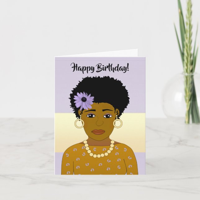 Tarjeta De Agradecimiento Hermosa mujer afroamericana cumpleaños (Anverso)