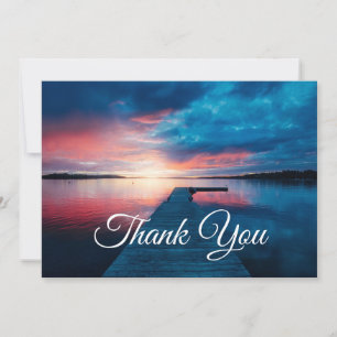 Tarjeta De Agradecimiento Hermosa puesta de sol en un tranquilo lago